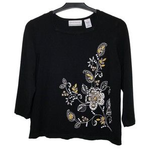 Alfred Dunner Embroidered & Beaded 3/4 Top Size PL